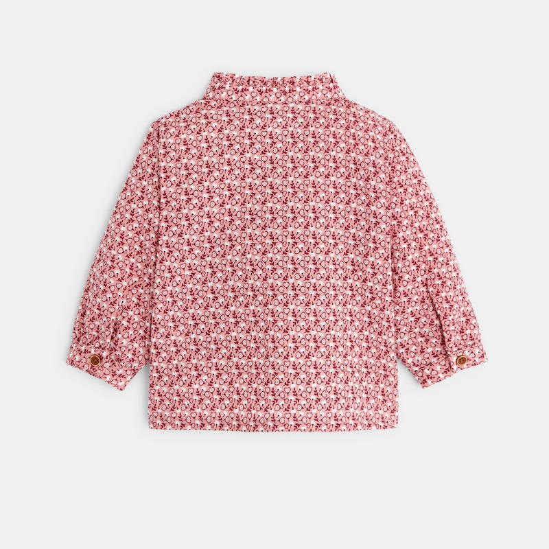 Chemise fleurie coton gaufré rose bébé fille Rose