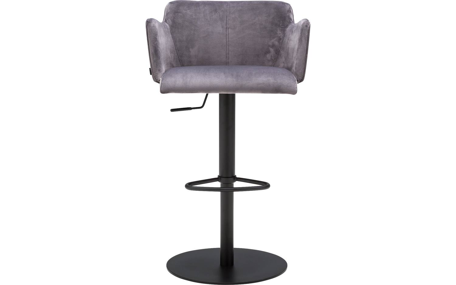 Goossens Barstoel Flamingo, Barstoel met arm - grijs Fluweel met