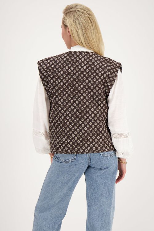 Donkergrijs gilet met ornament print