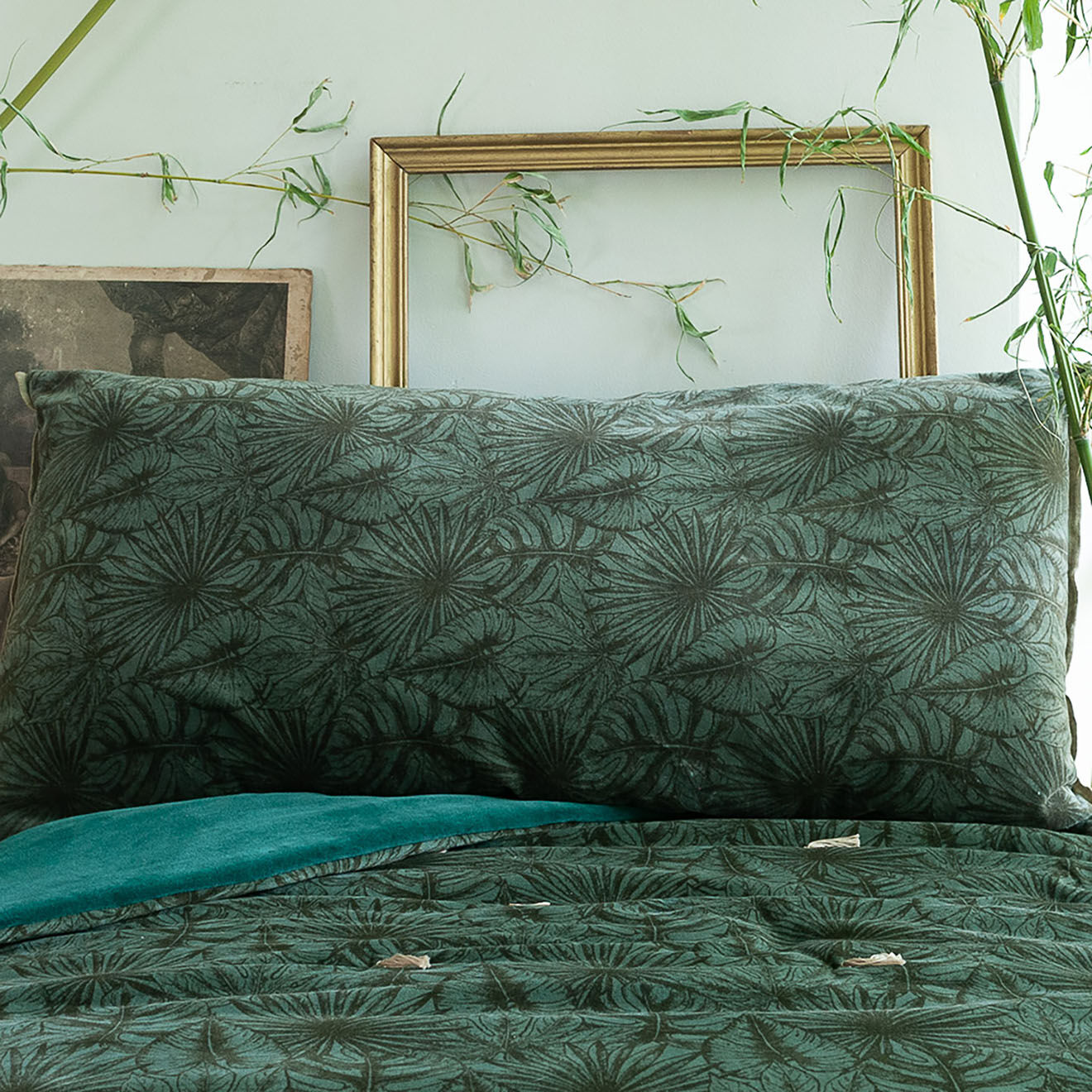 En Fil d'Indienne Housse de coussin Goa céladon - 50x100 cm