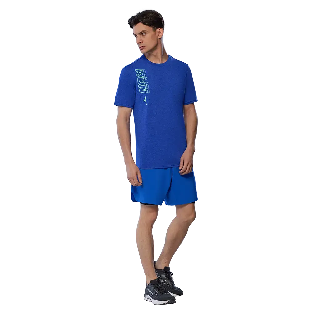 Mizuno Core Run Hardloopshirt Korte Mouwen Blauw Heren