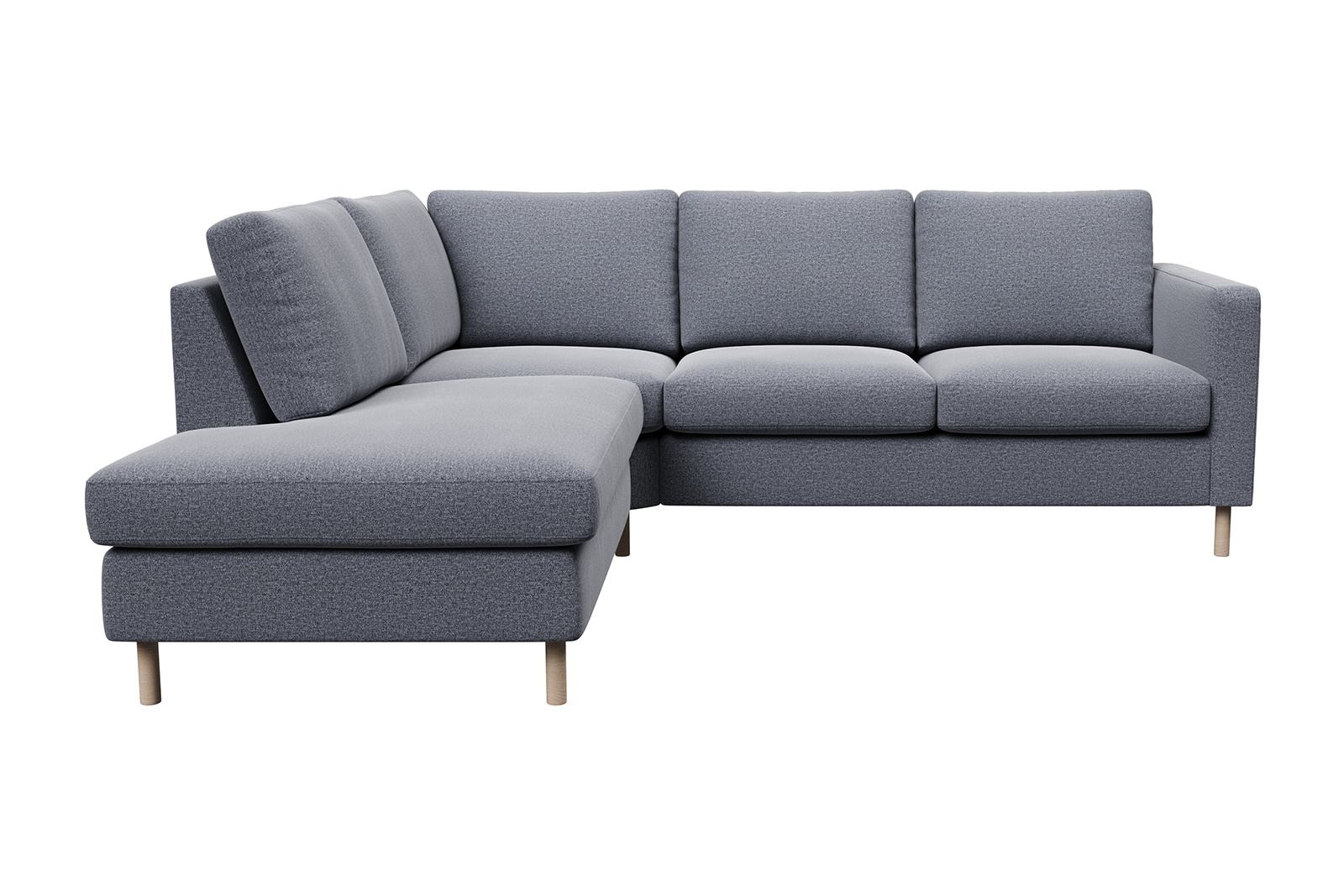 Viken hjørnesofa I tekstil Solid 7 antrazite . Arm B og hvitoljet eikeben. Skum komfort.