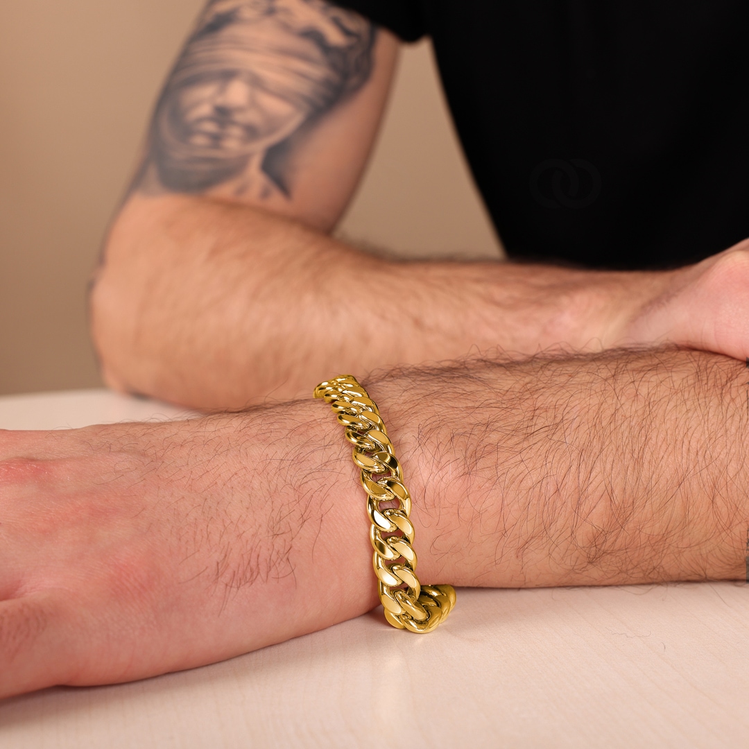 10.5mm Panzerarmband 750/18 K Gelbgold halbmassiv