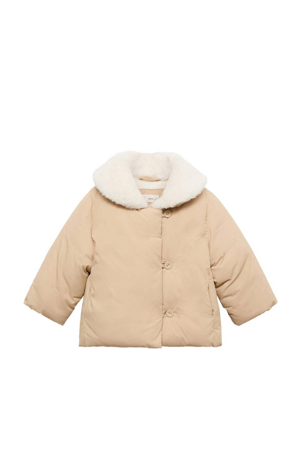 Mango Kids gewatteerde winterjas lichtbruin