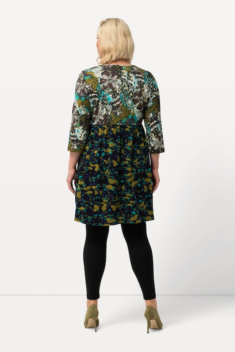 Longshirt, Patchlook, A-Linie, Rundhals, 3/4-Arm