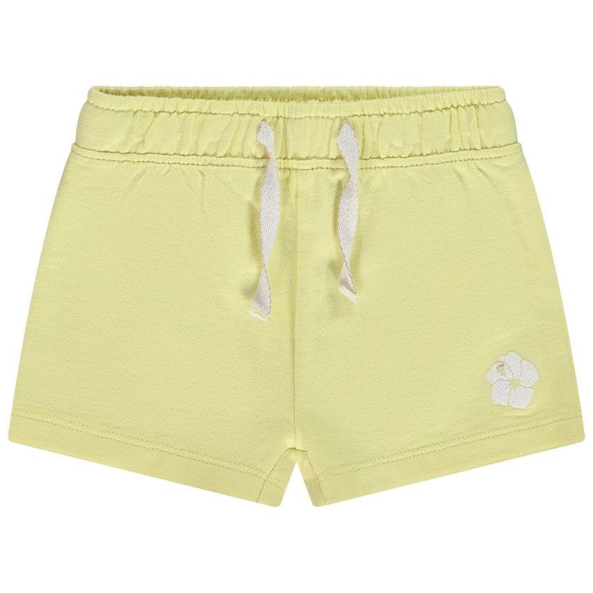 Short uni en molleton avec sugar print fleur hawaiienne pour bébé fille - Jaune