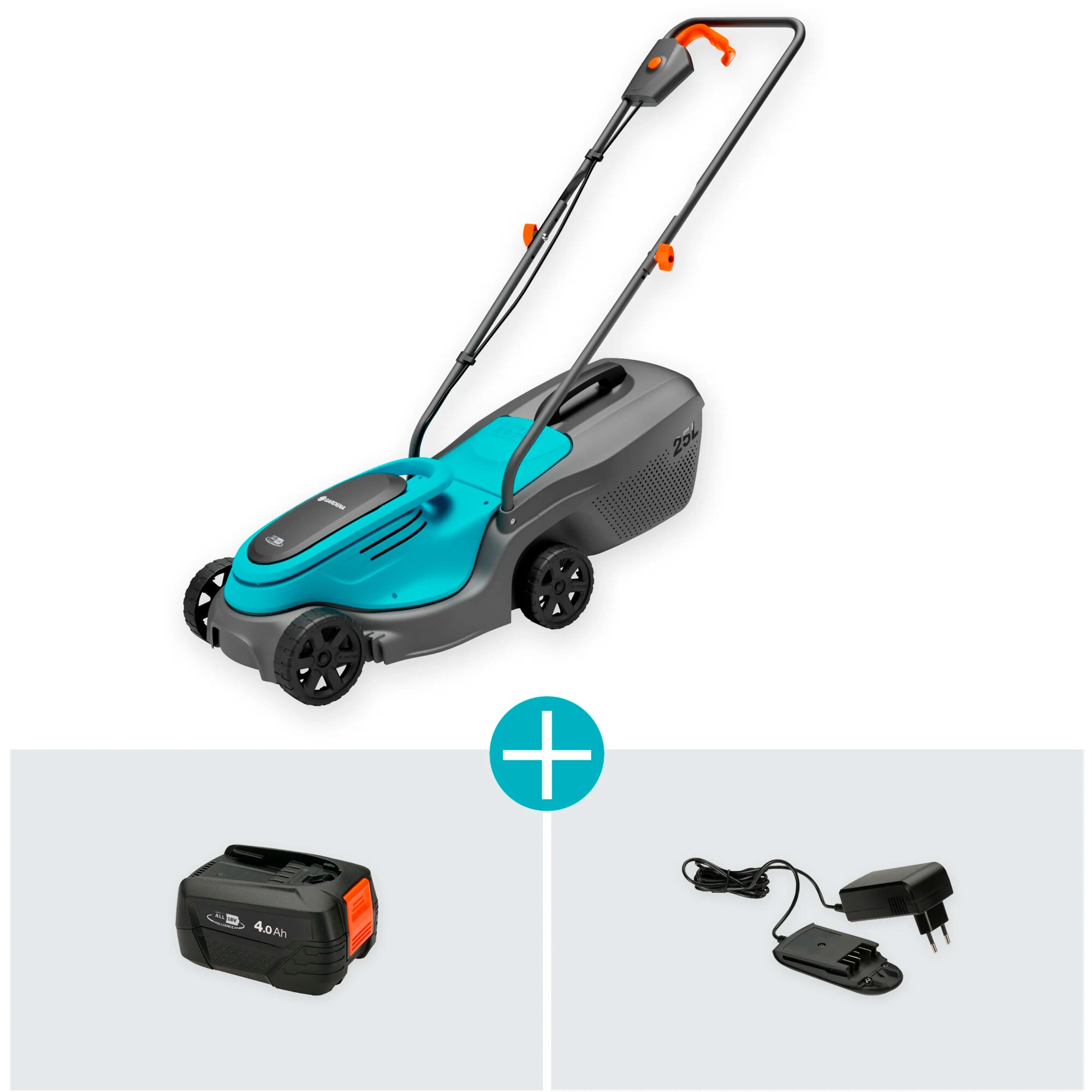 GARDENA Rasenmäher Akku-Rasenmäher PowerMax 30/18V P4A Ready-To-Use Set, 18Volt