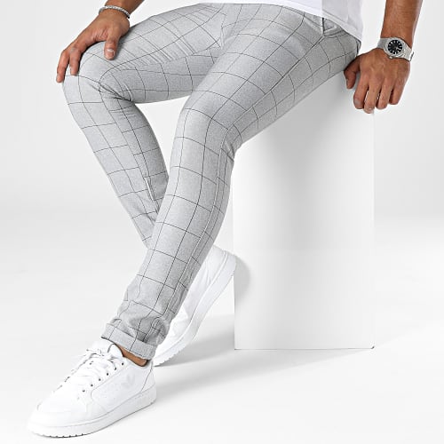 Pantalon A Carreaux Gris