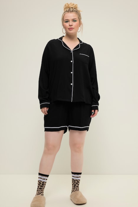 Schlafanzug, Zweiteiler, Pyjama-Look, Langarm, Shorts