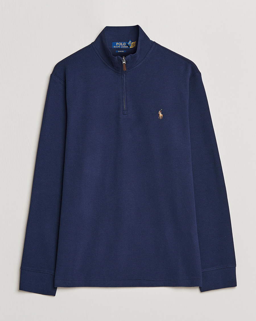 Polo Ralph Lauren Double Knit Jaquard Half Zip Sweater Cruise Navy