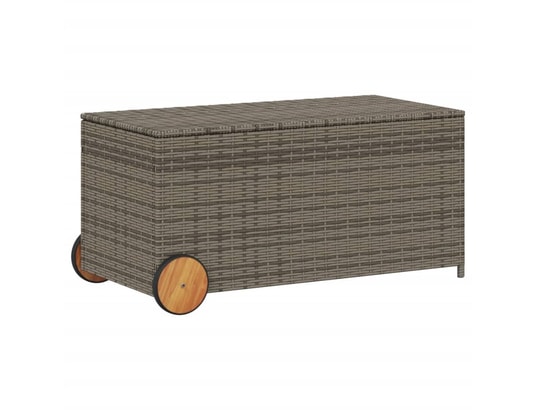 VIDAXL - Coffre Boîte de rangement de jardin et roues gris 190l résine tress...