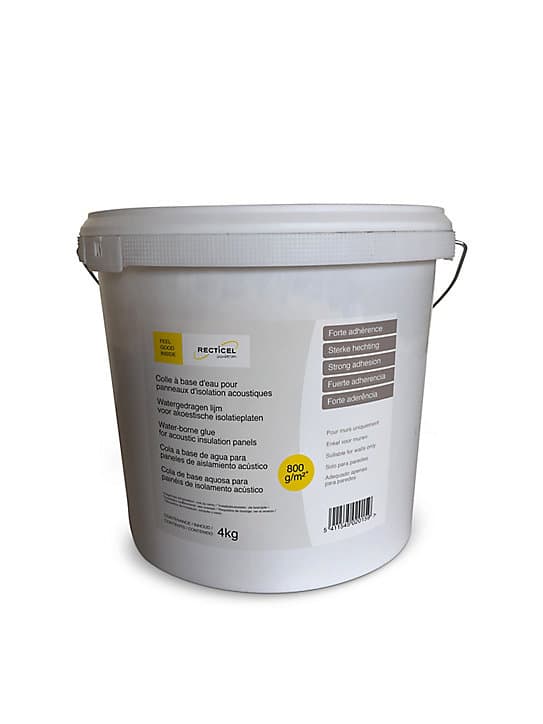 Colle haute résistance pour panneaux d'isolation acoustique et plaques de plâtre Recticel 4 kg