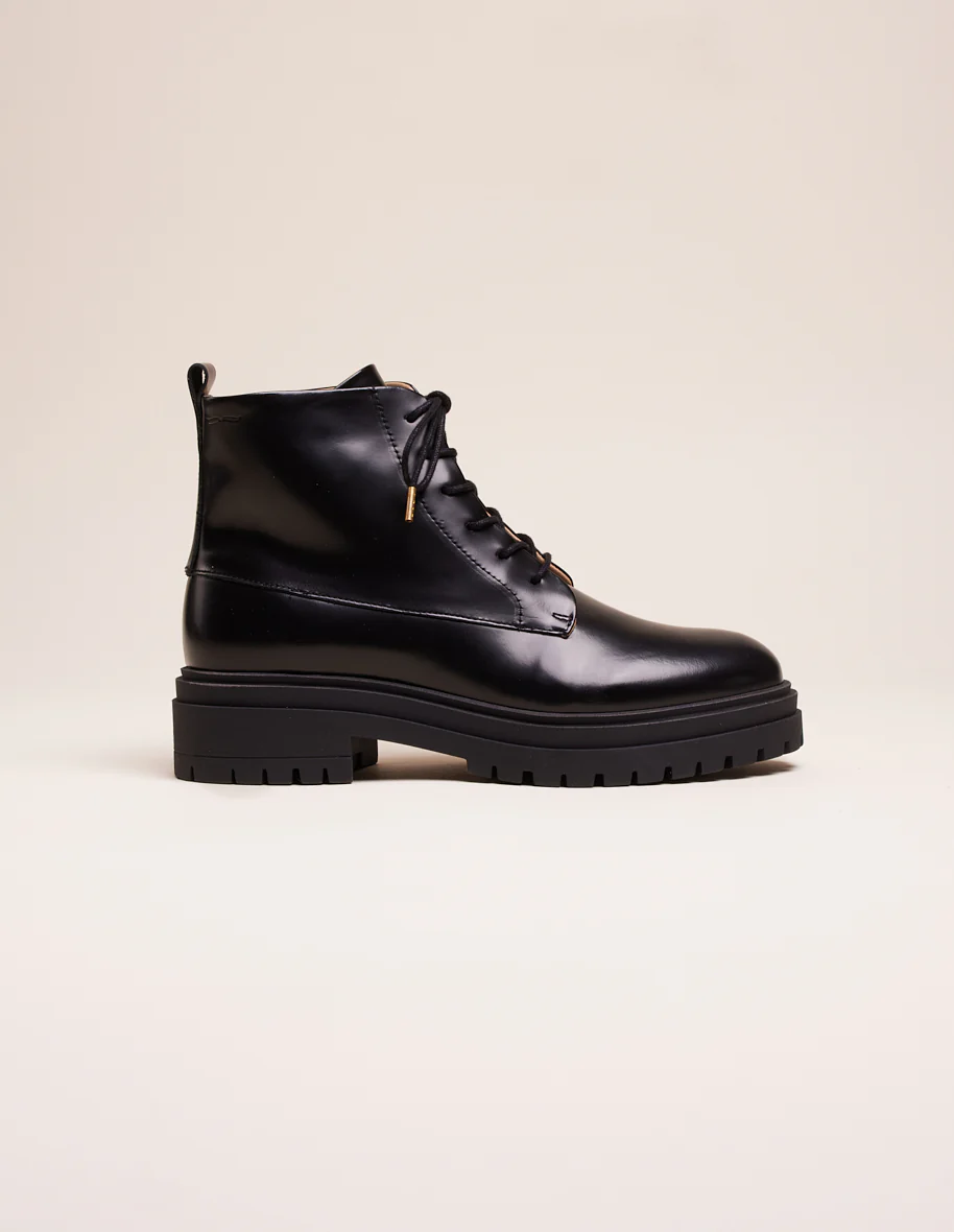 Bottines à lacets Bérénice - Cuir box noir