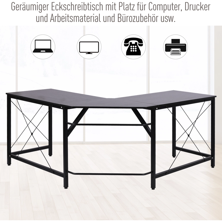 HOMCOM Winkelschreibtisch schwarz