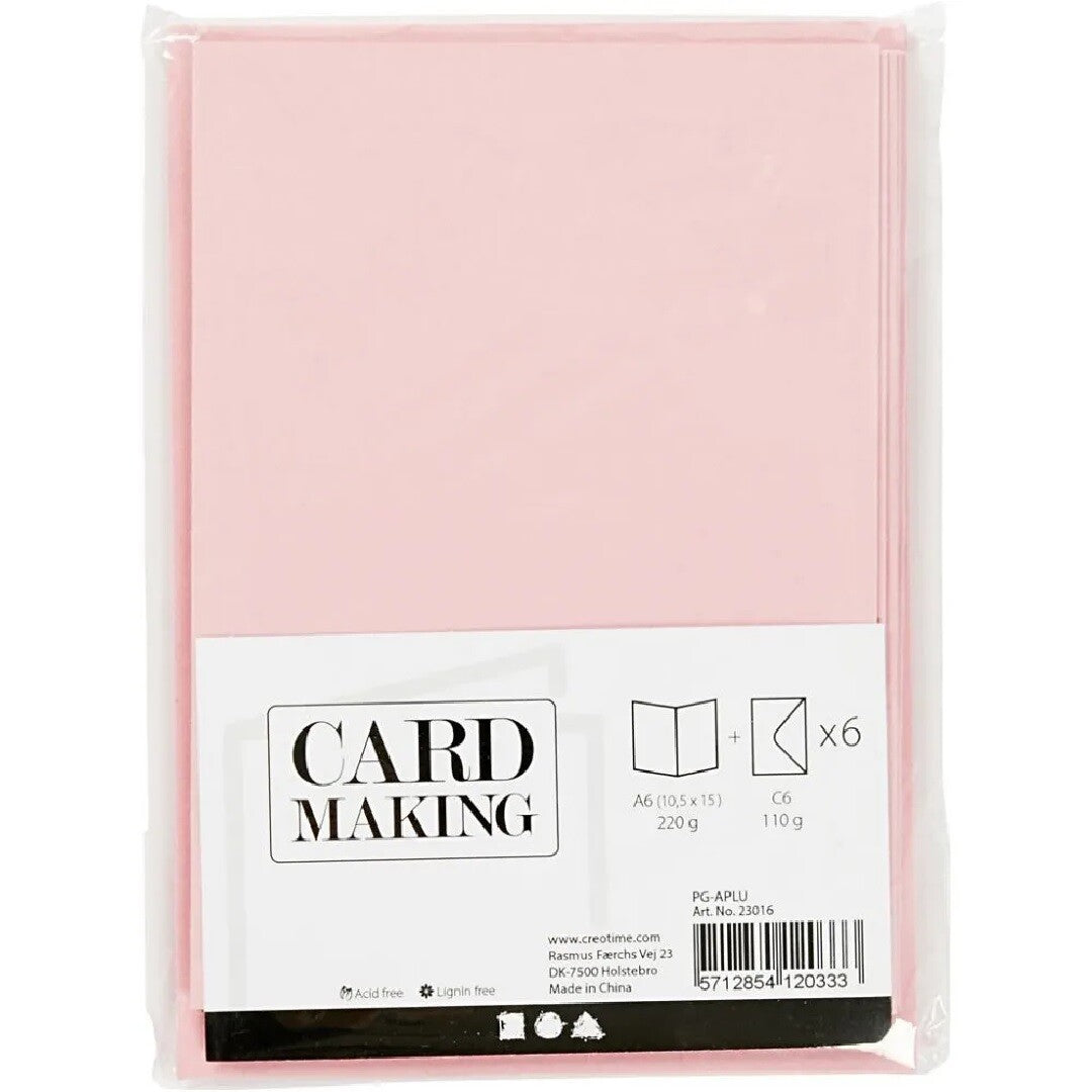 Creativ company kaarten met envelop roze - 10,5x15 cm - 4st