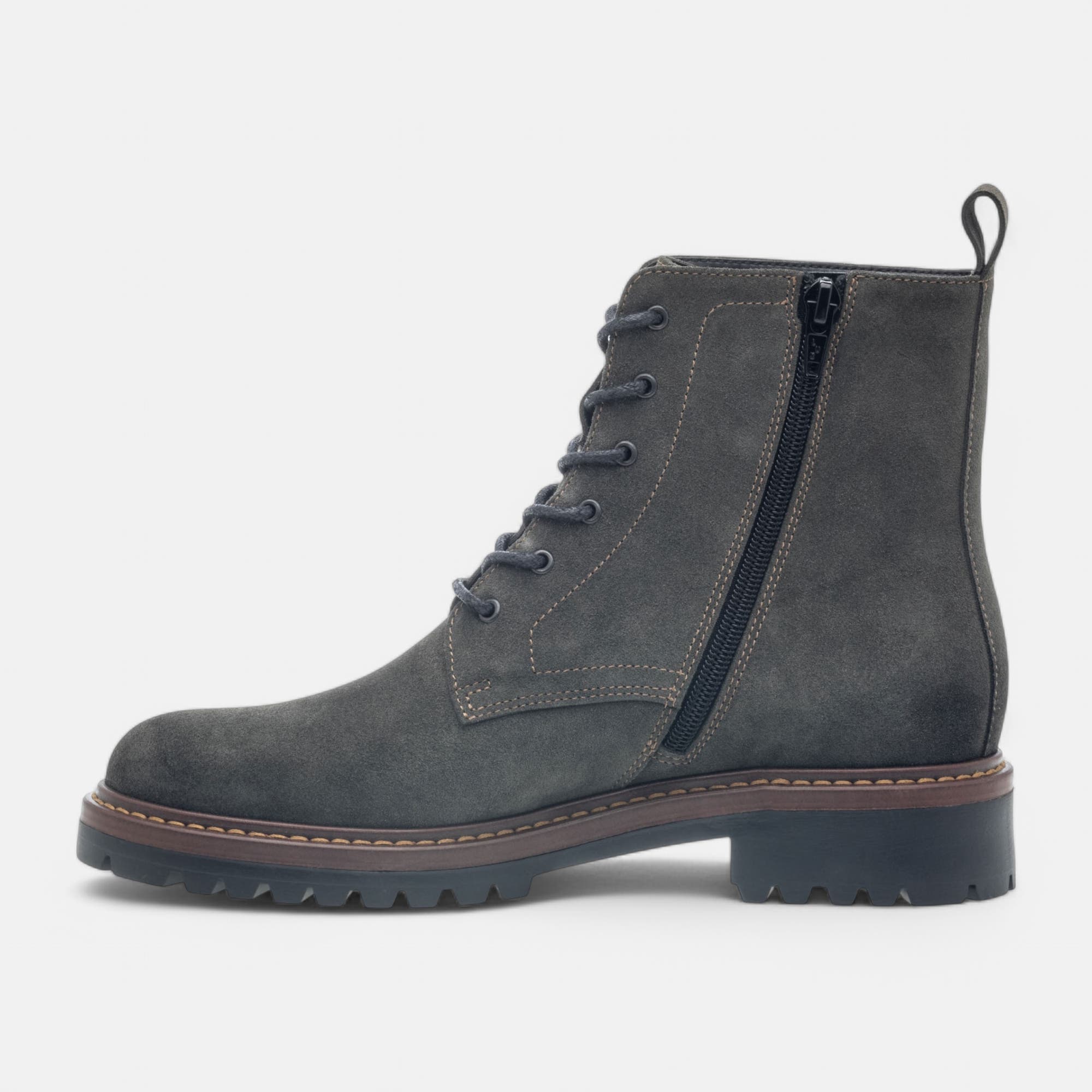 Bottines à lacets Femme en cuir kaki