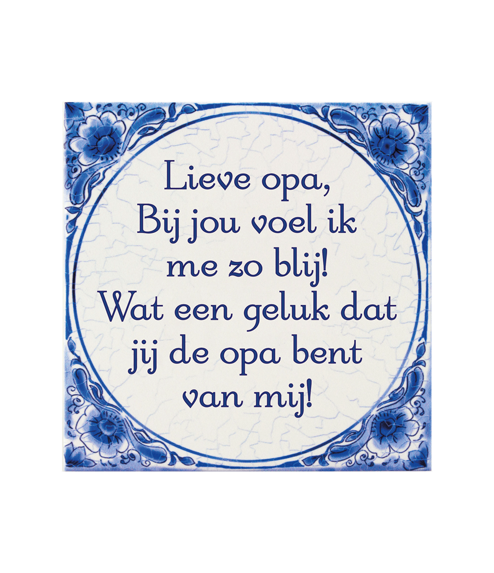 Delfts Blauw Tegel Lieve Opa 14,5cm