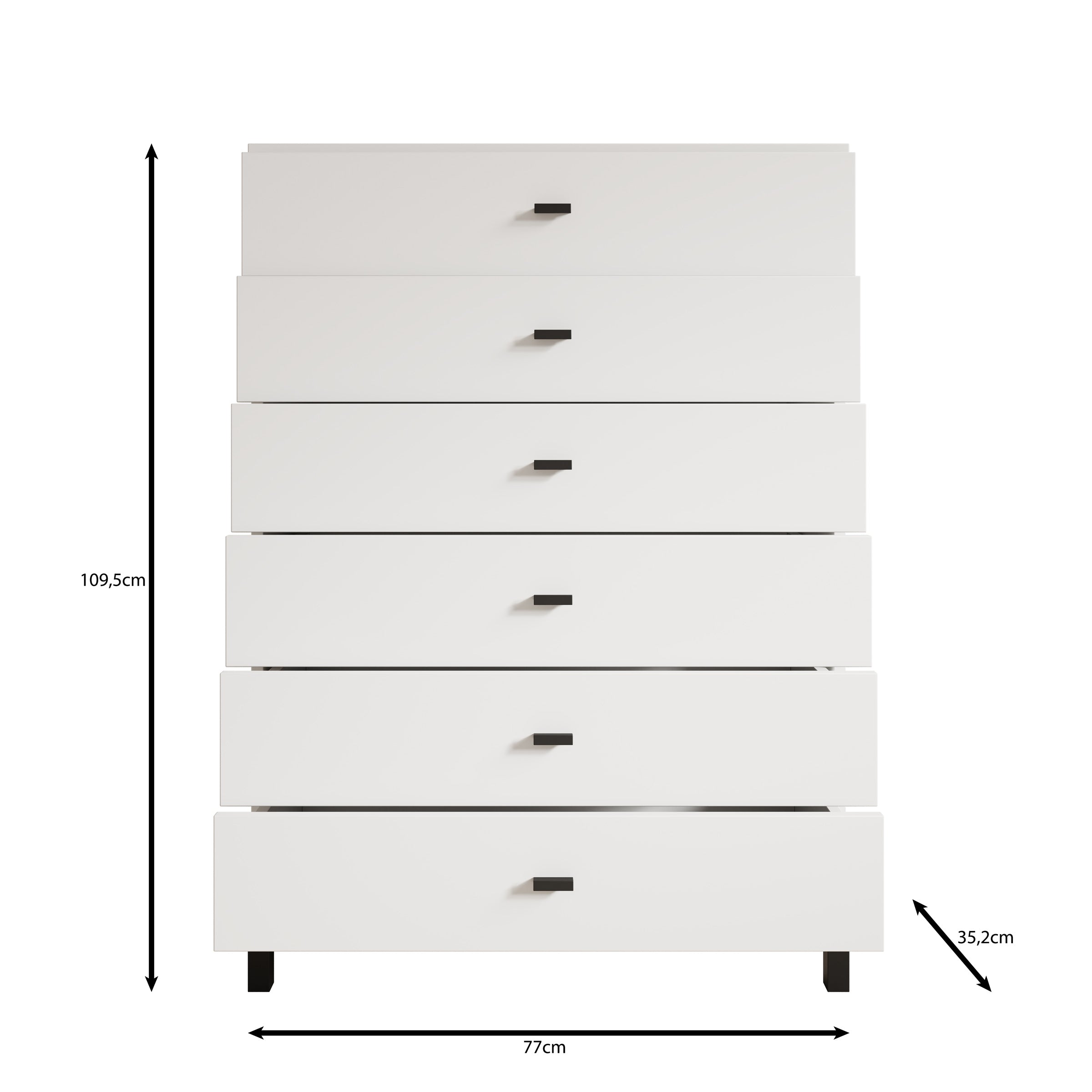 Avellio - Ladekast met 6 lades - Wit - 77x35x110 cm