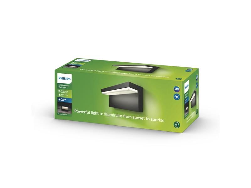 Philips myGarden LED Wandleuchte Bustan, 1000 lm, Anthrazit Leuchte für den Aussenbereich