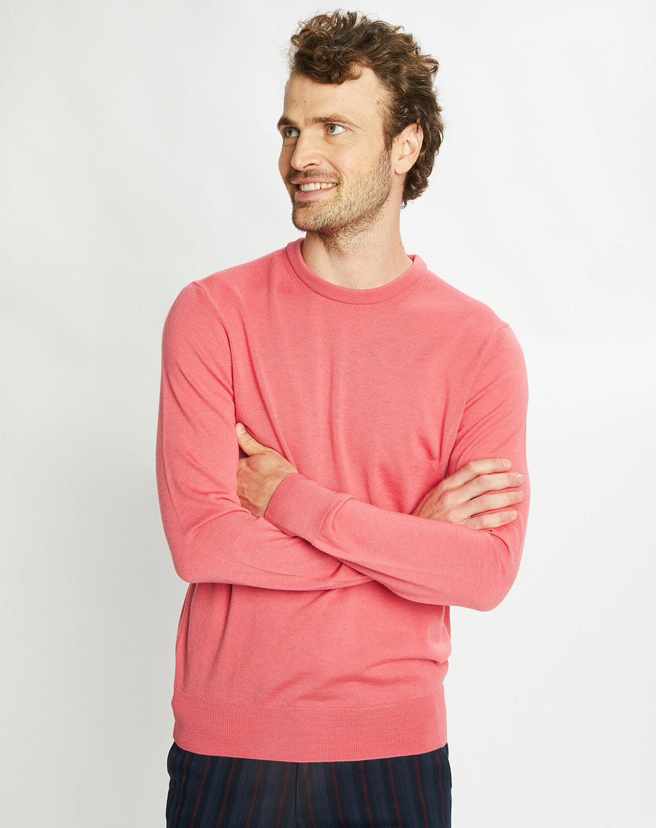 Scotch & Soda Pull 100% Laine col rond rose foncé