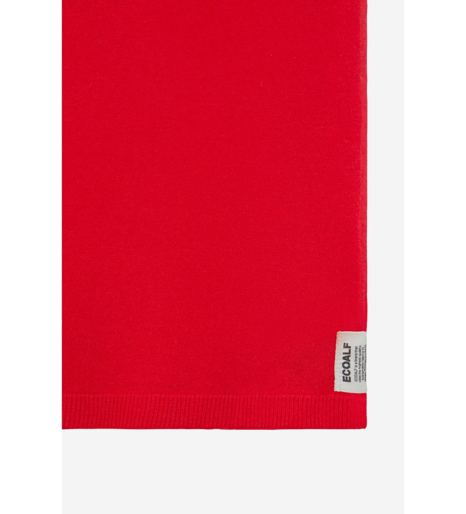 Cachecol ECOALF Thinalf em lã reciclada bege e vermelho.