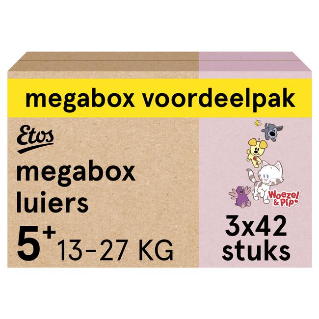 Etos Woezel & Pip Luiers Junior Plus Megabox Voordeelpak Maat 5+ 13-27 kg 126 stuks