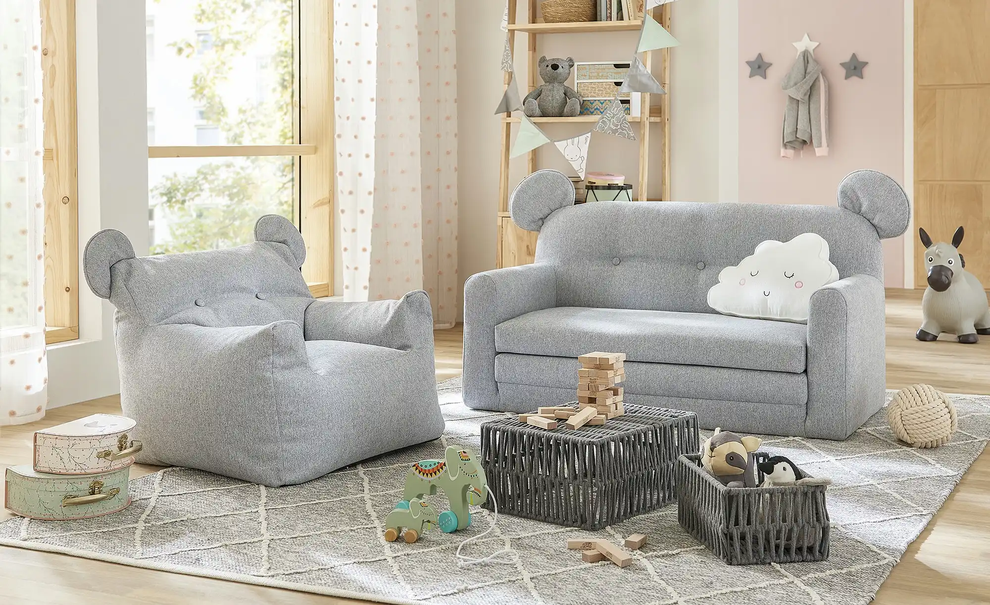 Kindersessel mit Ohren Bommel