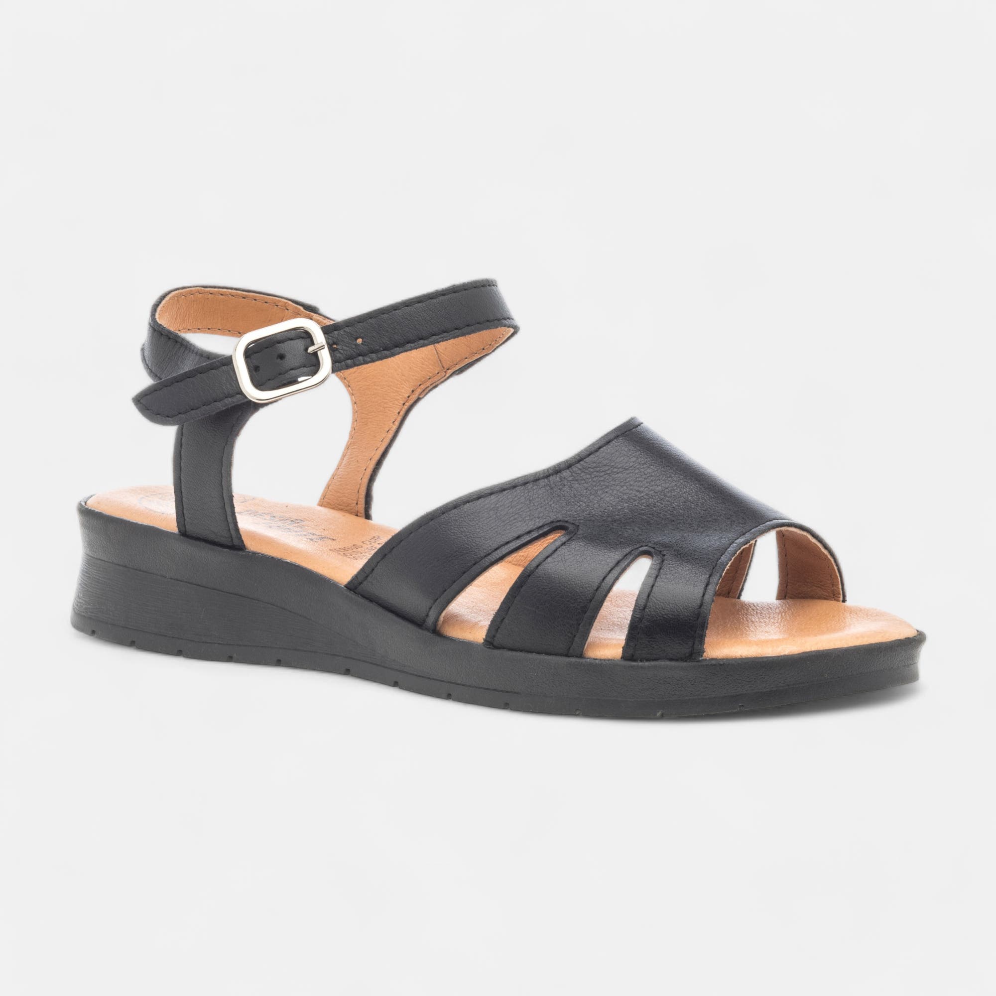 Sandales Femme en cuir noir