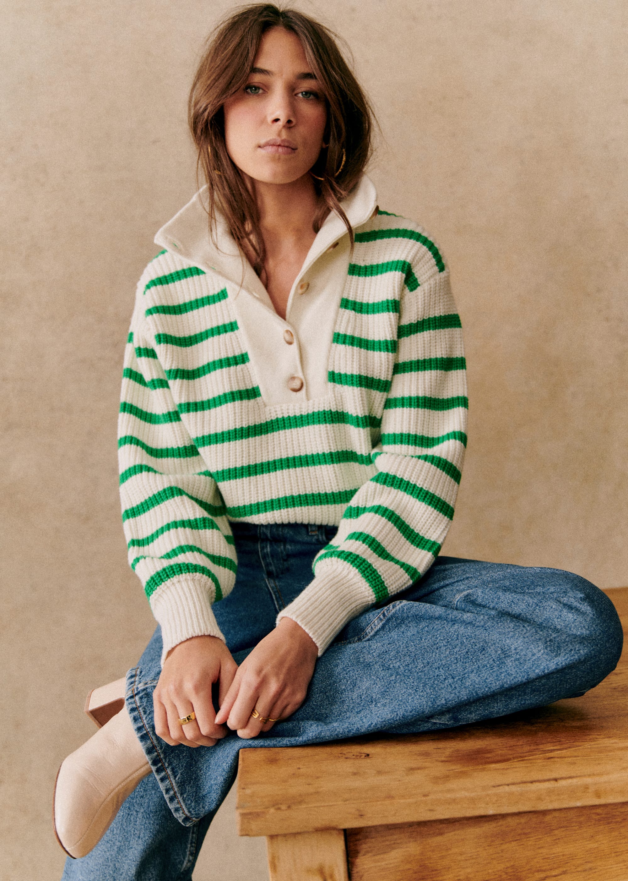 Pull Kyam - Ecru / Vert - E-SHOP/MAILLE 5905473