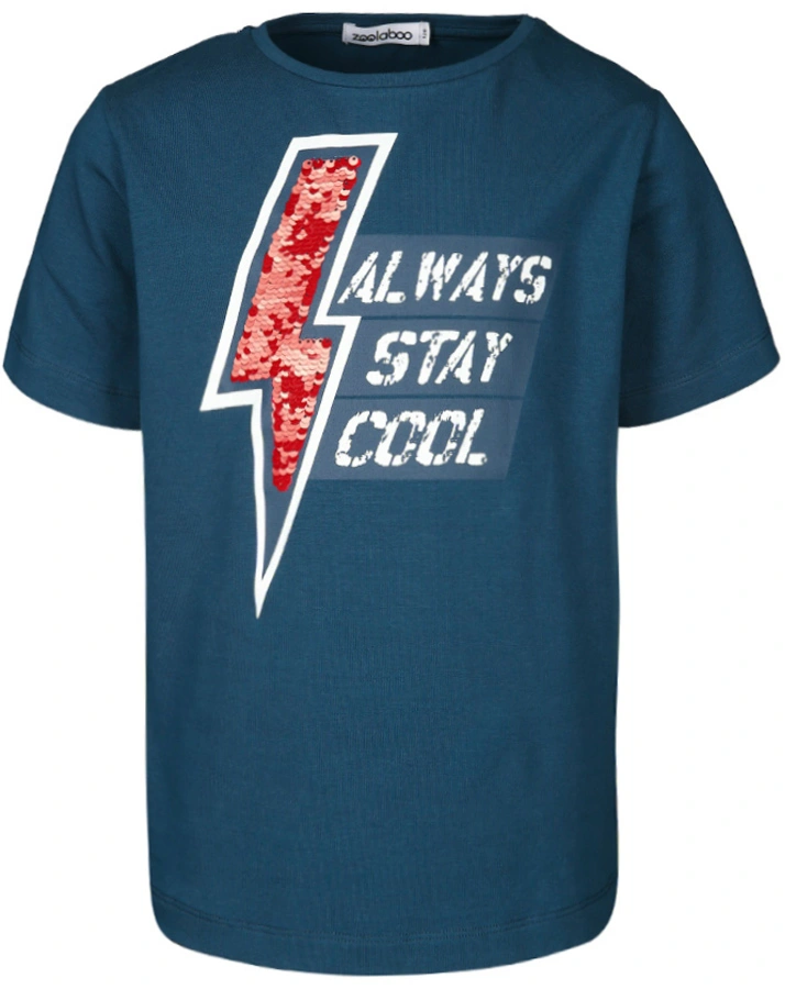 T-Shirt STAY COOL mit Wendepailletten in dunkelblau