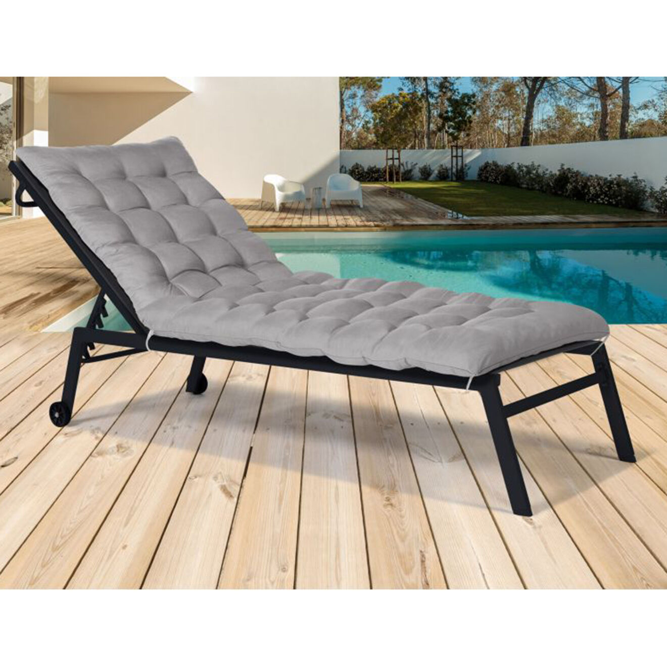 Pratik Garden Coussin universel pour bain de soleil gris - 180x52 cm