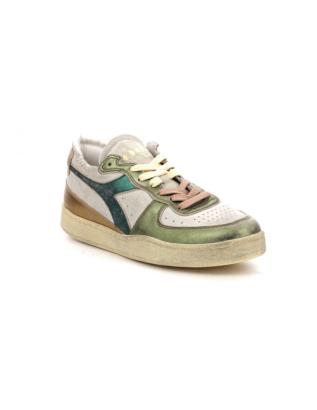 diadora heritage Sneakers Femme Mi Row Blanc/Vert/Marron