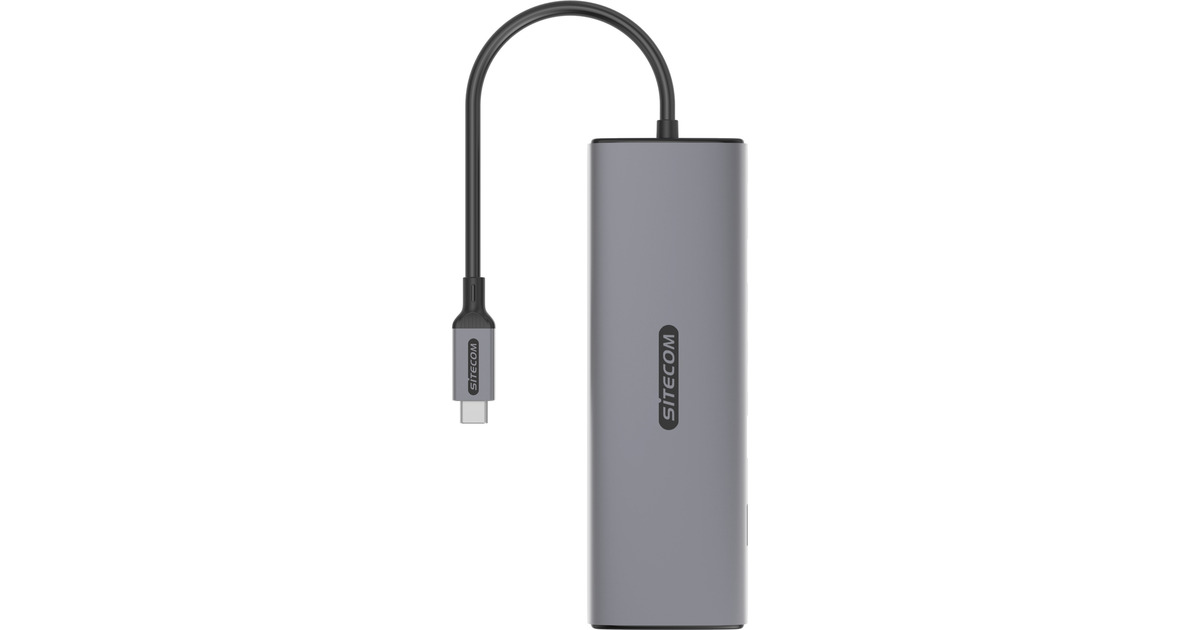 Sitecom8 in 1 USB-C Power Delivery Multiport Adapter dockingstation  (Grijs)