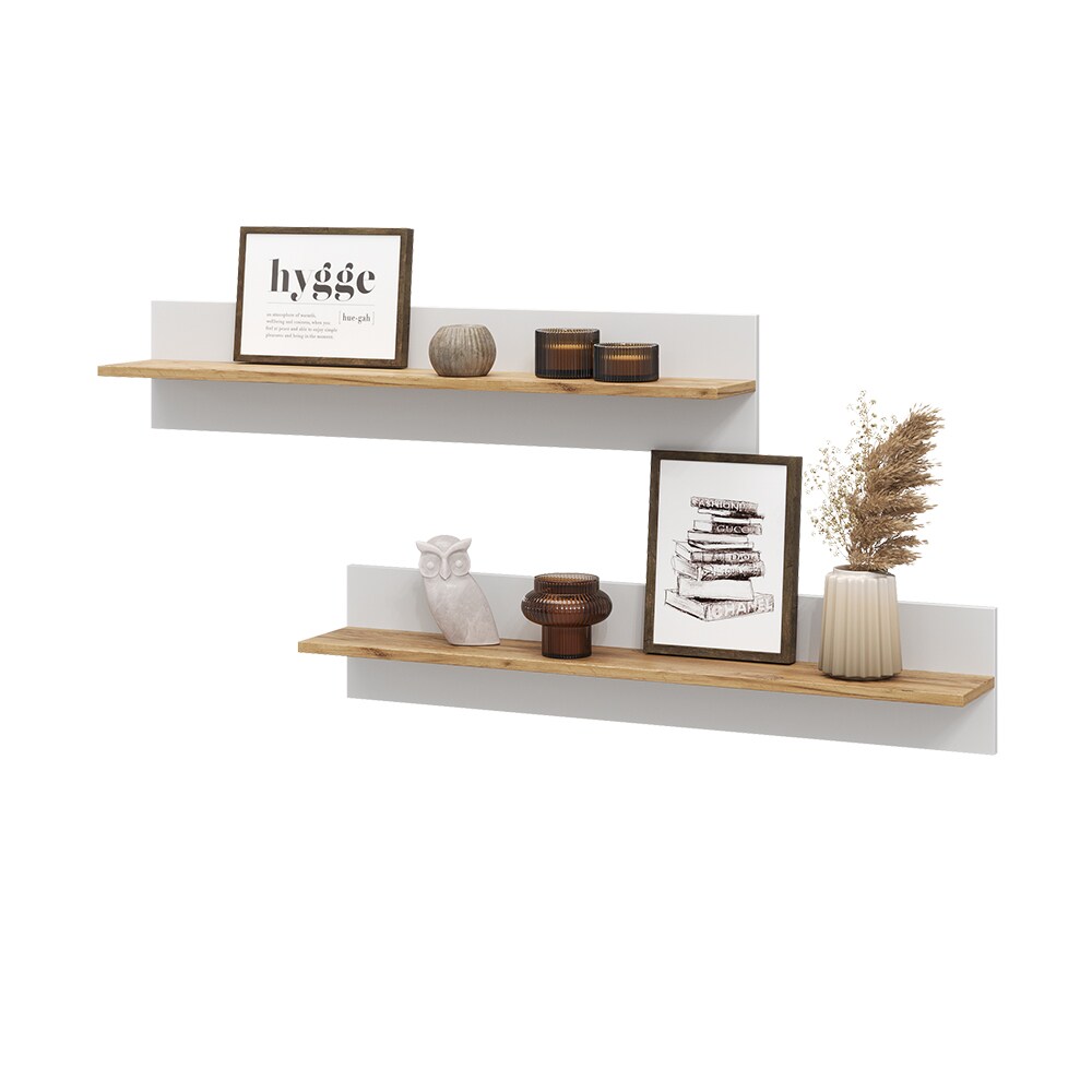 Vicco Wandregal Anteo 2er-Set, Weiß Oak, 100 x 20 cm, moderne Wohnzimmer Serie