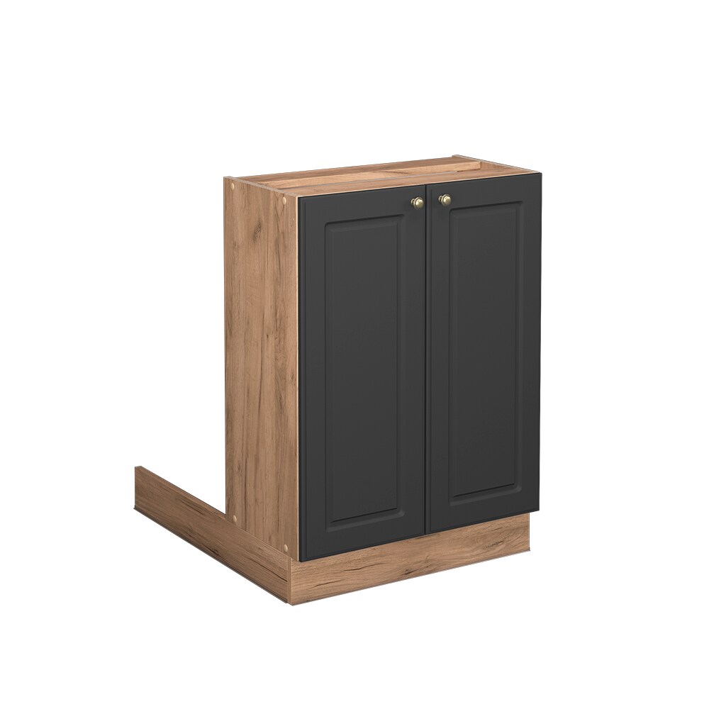 Vicco Regalinselunterschrank Küchenschrank Küchenmöbel Fame-Line Landhaus Eiche Anthrazit 60 cm Gold Küche Einbauküche Kücheninsel Drehtür Einlegeboden Blende Küchenunterschrank Küchenzeile