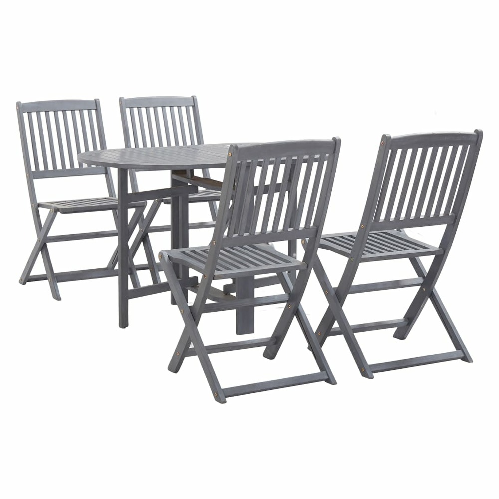 Mobilier à dîner de jardin 5 pièces bois d'acacia massif gris
