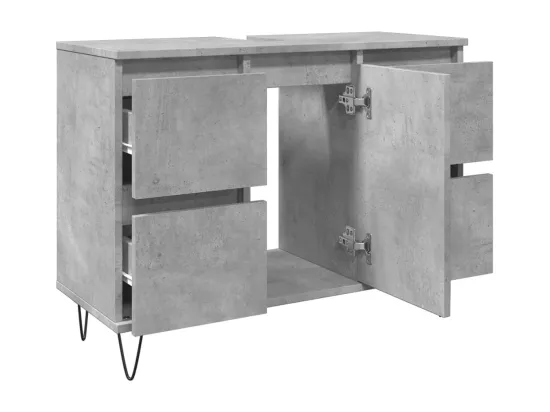 Armoire salle de bain gris béton 80x33x60cm bois d'ingénierie