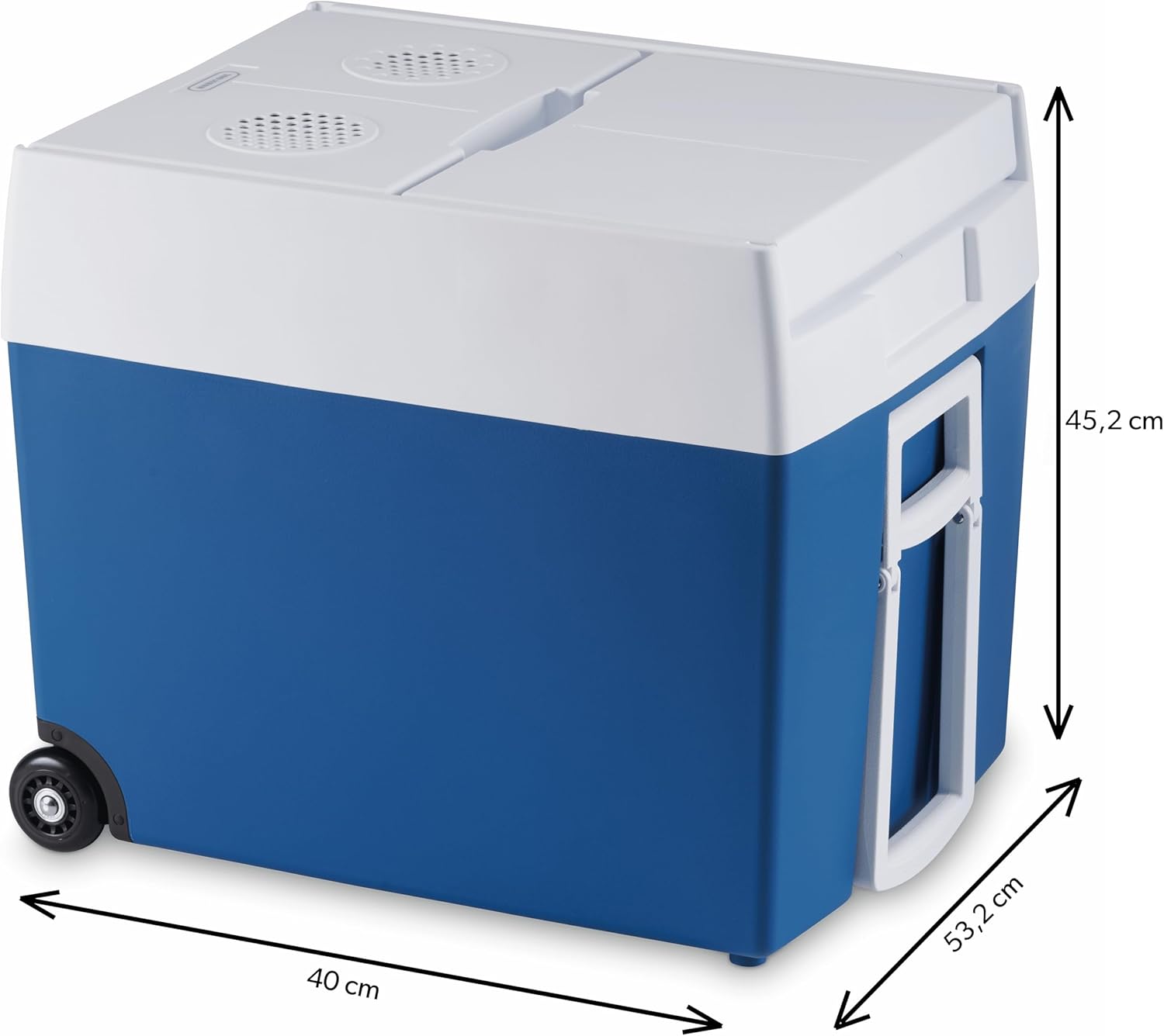 Mobicool MT48W AC/DC - elektrische Kühlbox mit Rollen passend für eine komplette Getränkekiste/Bierkiste, 48 Liter, 12 V und 230 V für Auto, LKW, Boot, Reisemobil und Steckdose