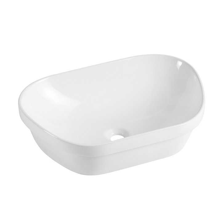 Vasque semi-encastrée galet céramique blanc Ola