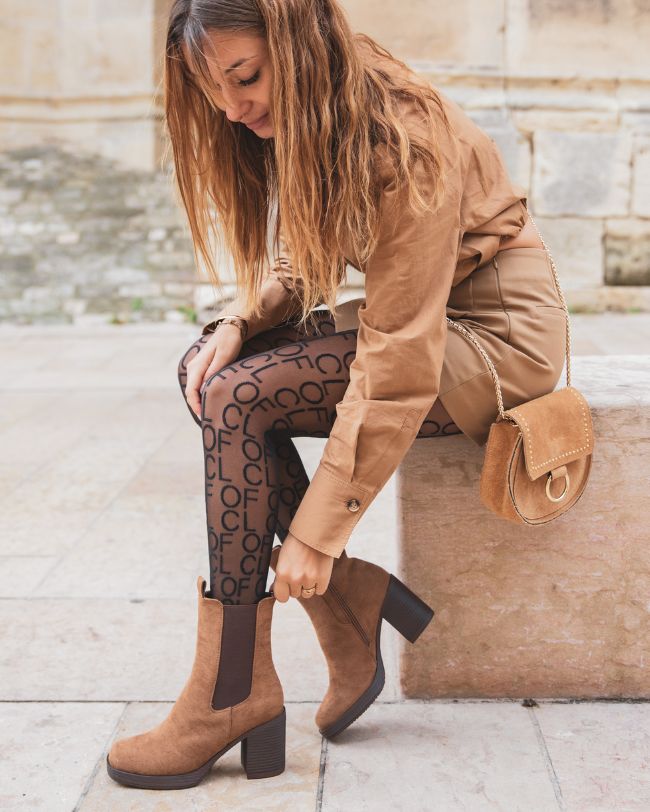 Bottines femme camel à talon - Marie