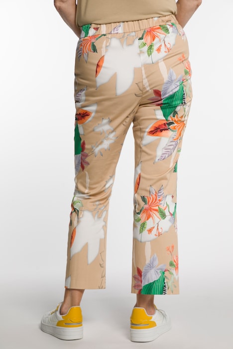 7/8-Bootcut-Hose, Blüten, Bügelfalte, schmales Bein