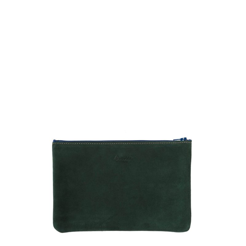 Pochette Camille en cuir UpCyclé 21 cm Bois Vert