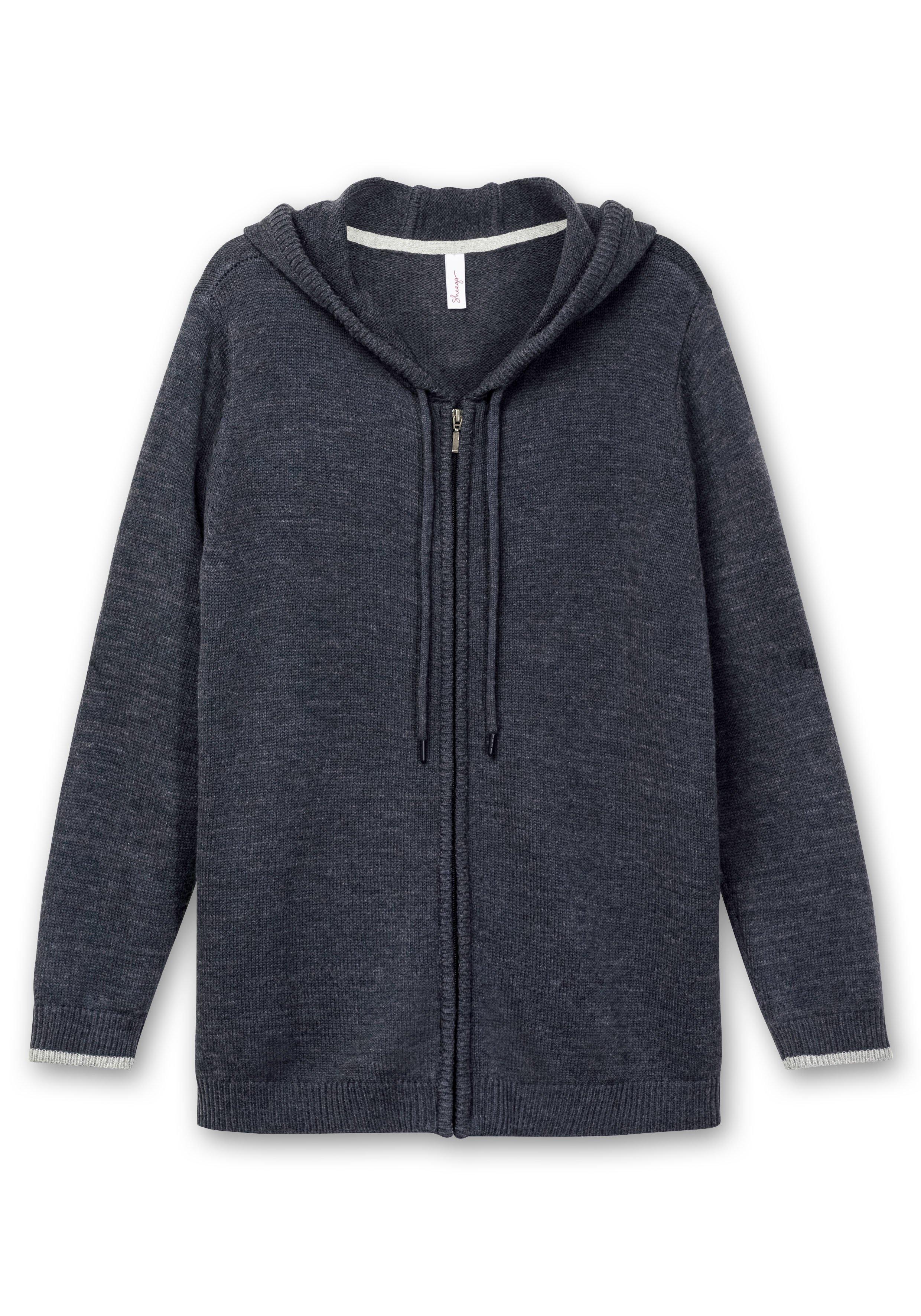 Kapuzenstrickjacke mit Reißverschluss, mit Kaschmiranteil
