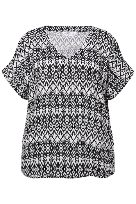 Blusenshirt, oversized, Grafik Print, V-Ausschnitt