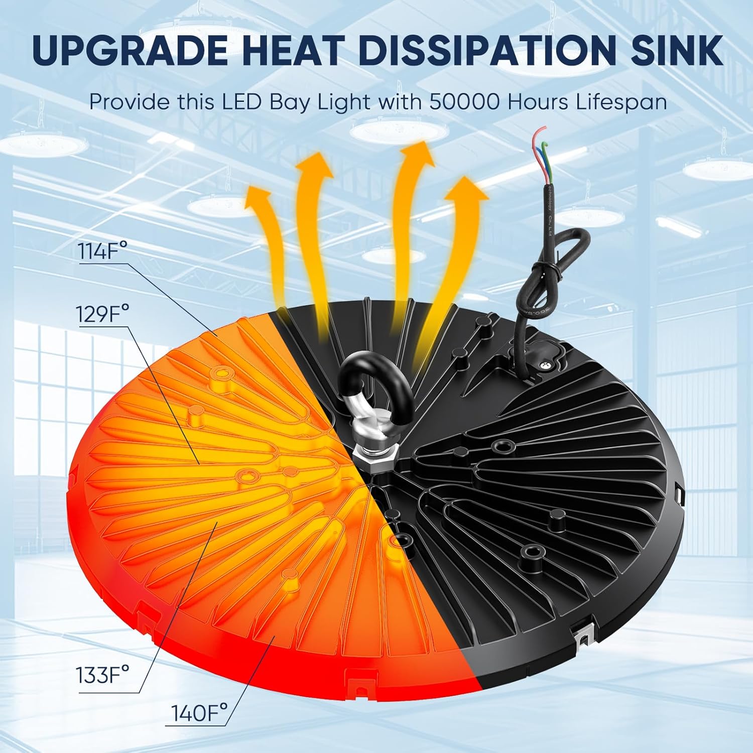 6 Pack 100W UFO LED Werkstattlampe, Hallenstrahler 15000LM, 6000K Kaltweiß Industrielampe High Bay Light, IP65 Wasserdichte Industrielampe High Bay Licht für Fabriken, Garage, Lagerhaus, Beleuchtung