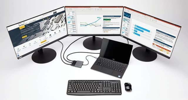 NÖRDIC 1 til 4 USB-C dockingstation 3 skærme 2xDP 4K60Hz, 1xHDMI 4K60Hz 1x USB-C PD100W