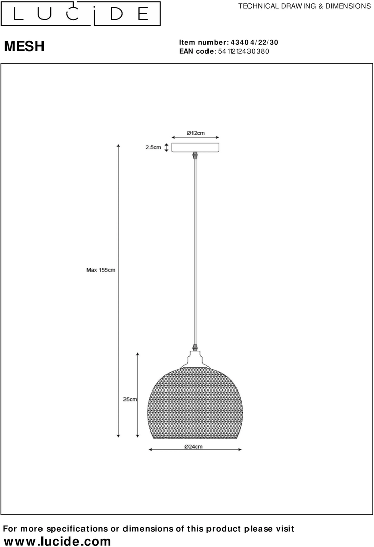 Lucide   Mesh Hanglamp
