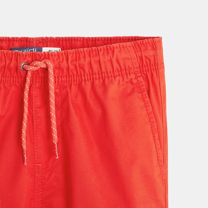 Bermuda slim en toile unie rouge garçon
