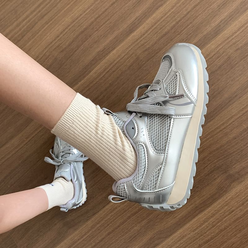 Silverslyre - Mesh Contrast Block Sneakers