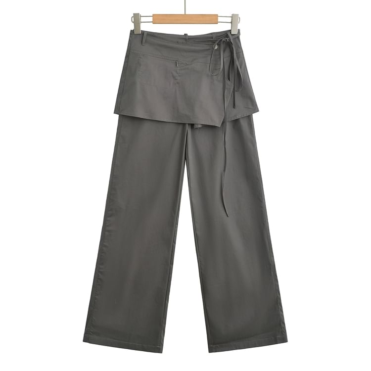 Ulark - Hoge taille effen rok overlay wijde broek
